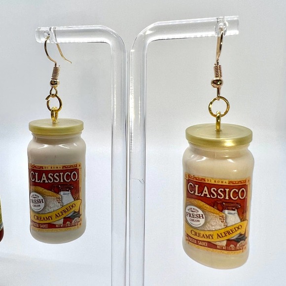 Spaghetti Earrings - Classico Pasta Sauce - Tomato & Alfredo Mini Brands Earring - Picture 3 of 10